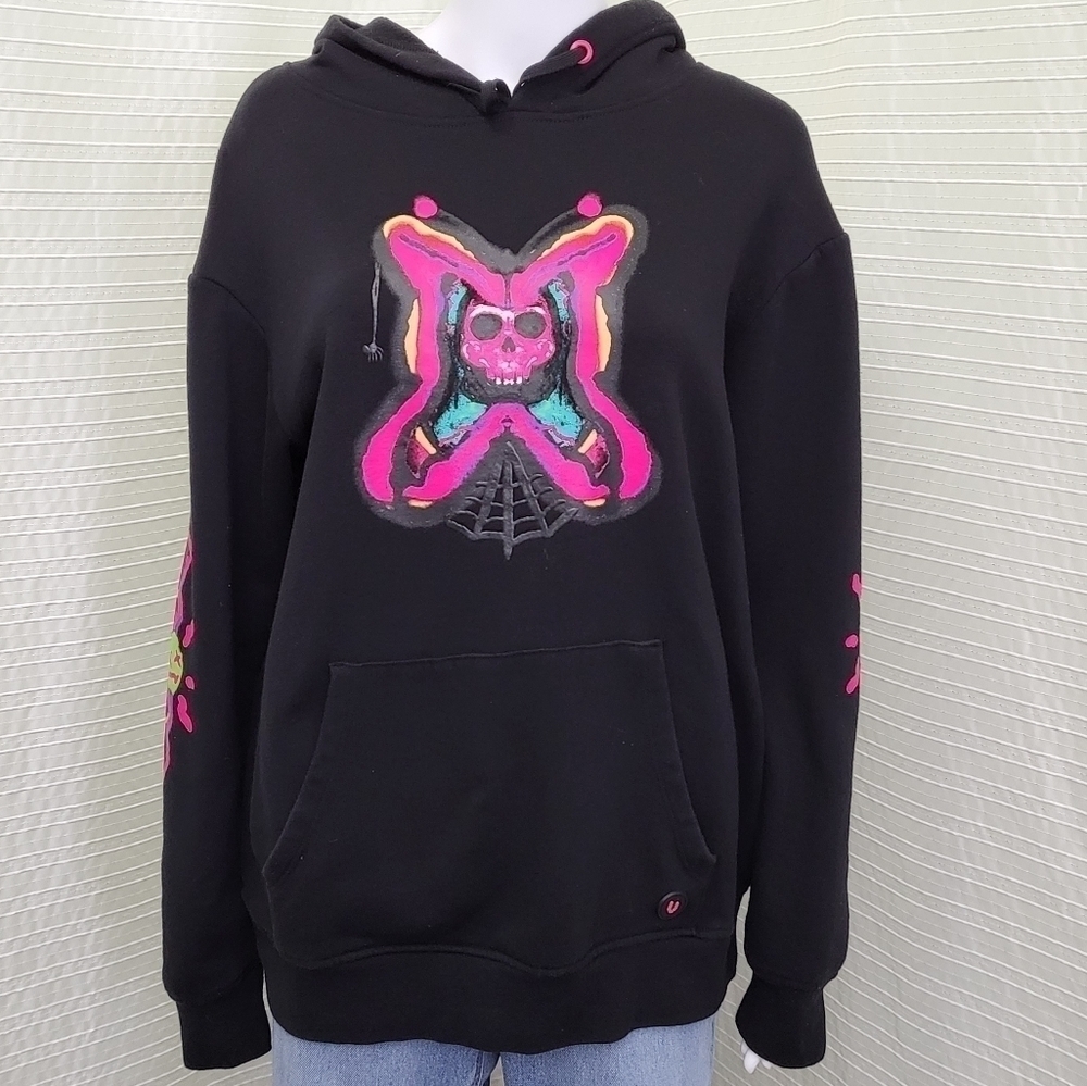 VITRIOL Jamison Neon Skull Black Hoodie Men's Small